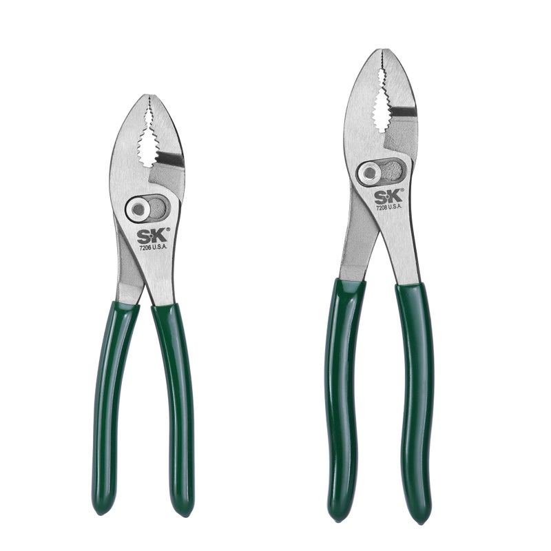 SK Tools USA 2Piece Pliers Set 6 8Inch Slip Joint Pliers High Carbon Steel Antislip Padded Handle for Comfortable Grip