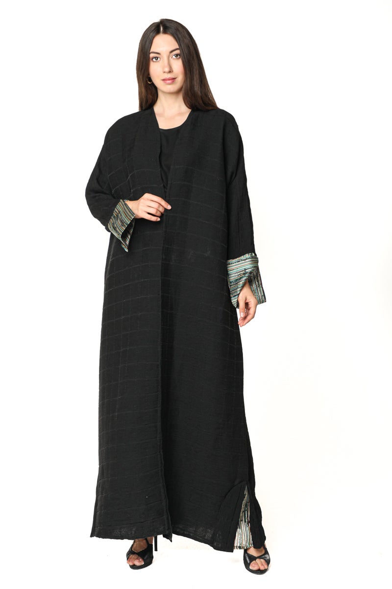 Moistreet Pleated Colorful Cuffs Abaya - Image 1