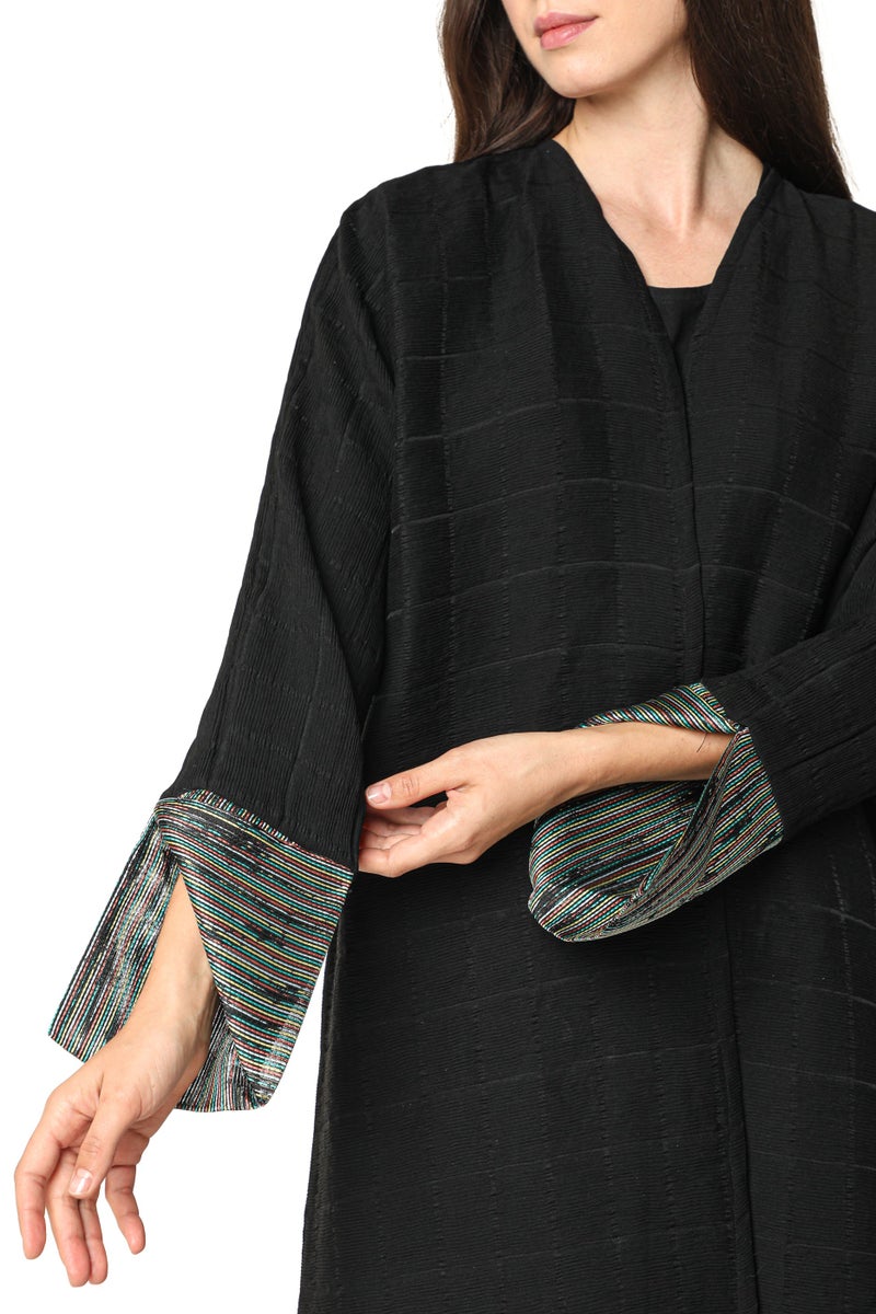 Moistreet Pleated Colorful Cuffs Abaya - Image 5