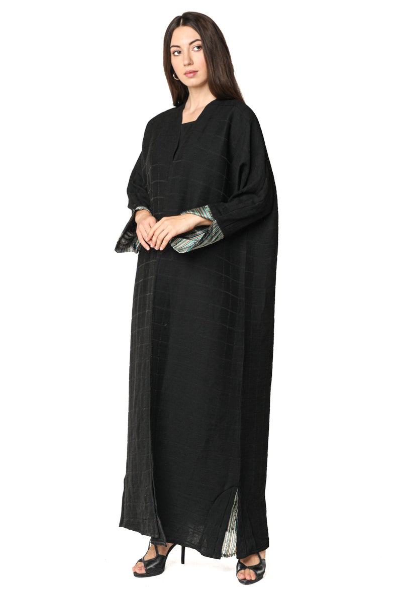 Moistreet Pleated Colorful Cuffs Abaya - Image 4