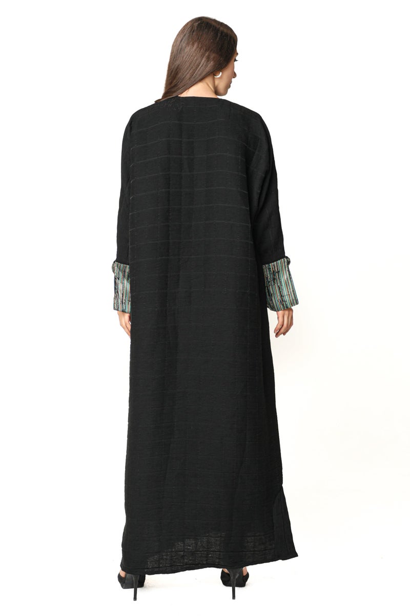 Moistreet Pleated Colorful Cuffs Abaya - Image 3
