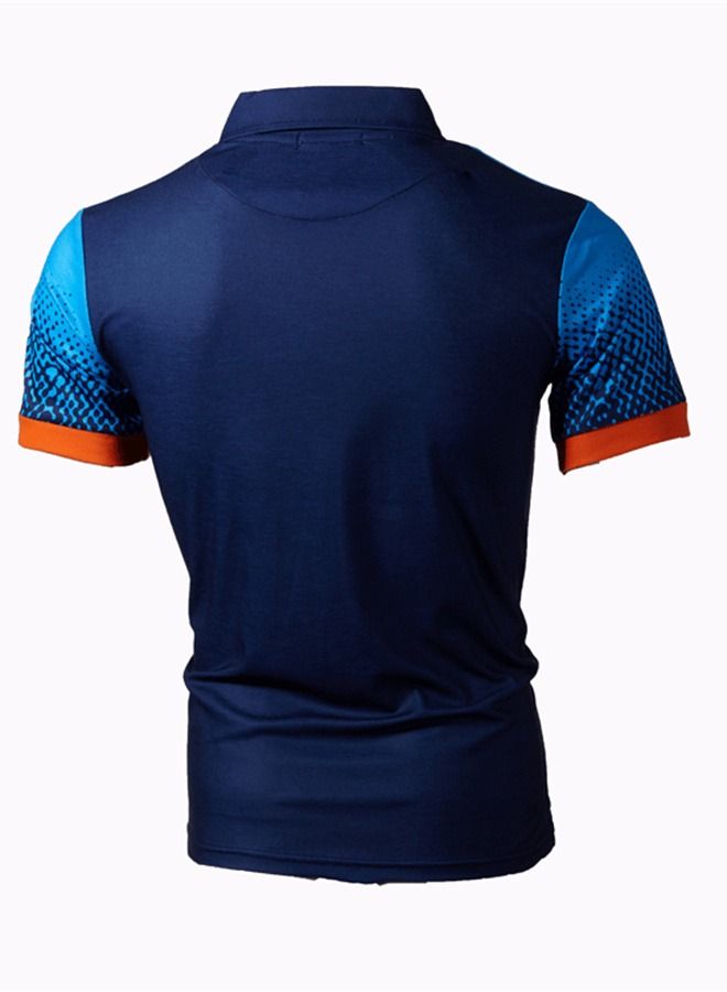 Loquat Men's Gradual Color 3D Printing Slim Fitting Polo Shirt  - Image 2