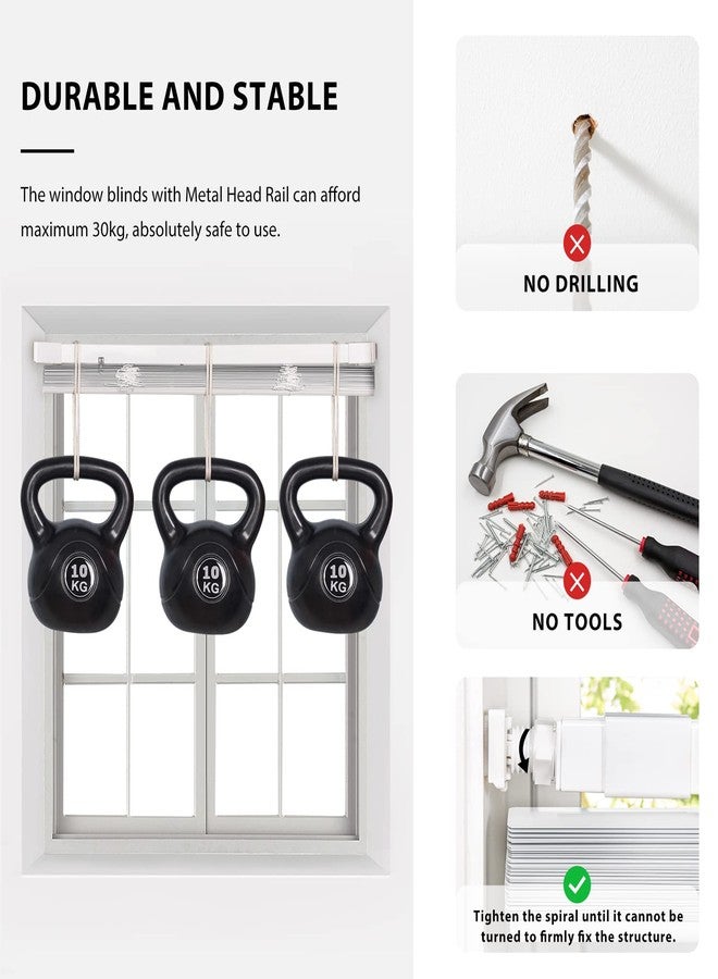 LazBlinds No Tools No Drill 1" Vinyl Mini Blinds, Cordless Blinds for Windows, Light Filtering Horizontal Window Blinds & Shades, 20" W x 48" H, Grey - Image 4