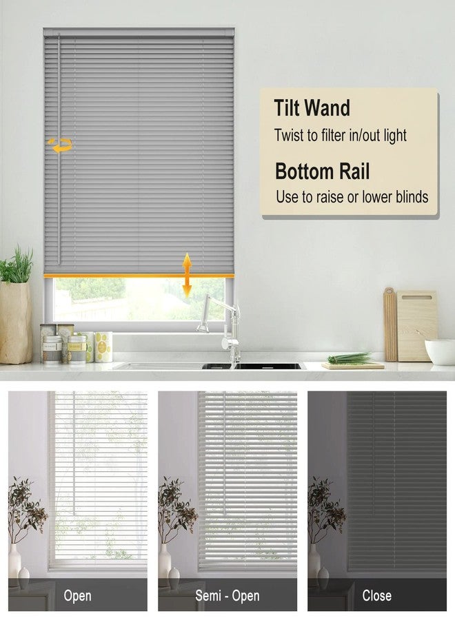 LazBlinds No Tools No Drill 1" Vinyl Mini Blinds, Cordless Blinds for Windows, Light Filtering Horizontal Window Blinds & Shades, 20" W x 48" H, Grey - Image 3