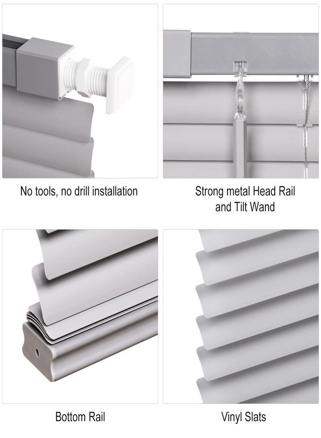 LazBlinds No Tools No Drill 1" Vinyl Mini Blinds, Cordless Blinds for Windows, Light Filtering Horizontal Window Blinds & Shades, 20" W x 48" H, Grey - Image 2