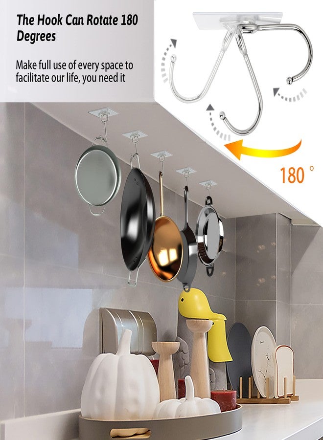 DKHDBD Large Adhesive Hooks, 16-Pack Hold 44lb(Max) Heavy Duty Sticky Hooks, Waterproof Transparent Hooks for Hanging, Self-Adhesive Traceless Clear Wall Hooks to Use for Keys Robe & Towel - Image 4