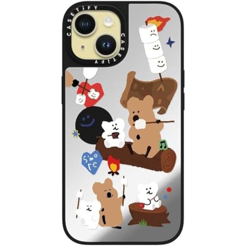 Casetify Mirror iPhone 15 Case 【Reflective / 4.9ft Drop Protection/Compatible with Magsafe】 - S'More ! - Silver on Black - Image 2