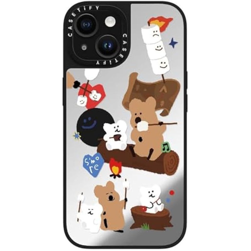 Casetify Mirror iPhone 15 Case 【Reflective / 4.9ft Drop Protection/Compatible with Magsafe】 - S'More ! - Silver on Black - Image 5