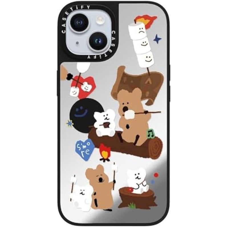 Casetify Mirror iPhone 15 Case 【Reflective / 4.9ft Drop Protection/Compatible with Magsafe】 - S'More ! - Silver on Black - Image 4