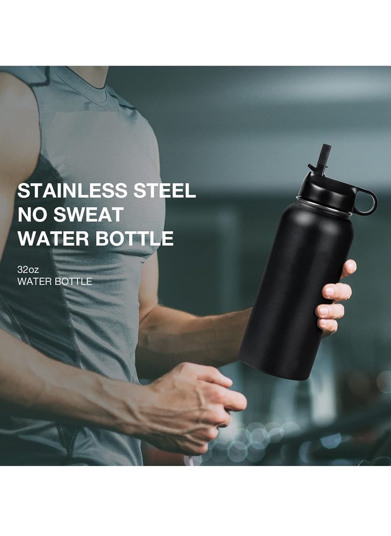 Swift Water Bottle Stainless Steel  2 Lids with Straw Insulated  1000 ml Black  - Image 5