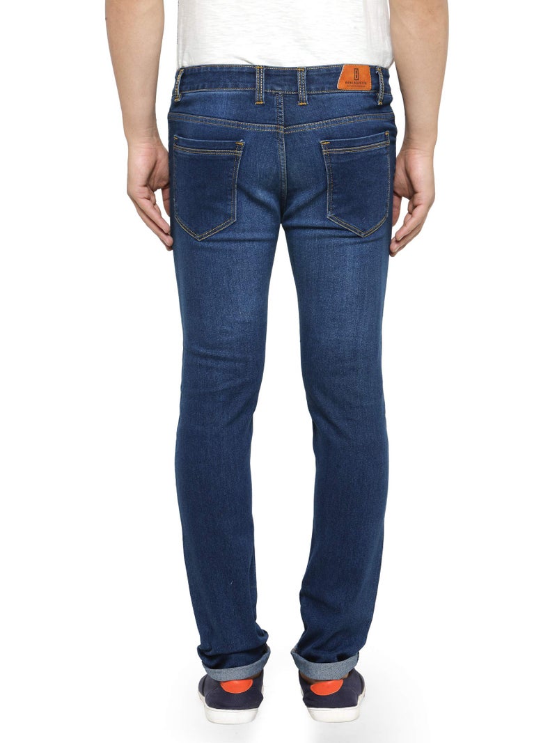 Ben Martin Men's Regular Fit Stylish Stretchable 34 Size Dark Blue Casusal Denim Jeans Pant for Men, JJ3-8, Mid Rise - Image 2