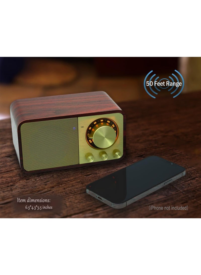 FM Radio with Bluetooth Retro Bluetooth Speaker Vintage Radio with SD/USB Memory Music Player Function, Wireless Streaming from Smartphone, 10 Hours Playback (Walnut) - Image 3