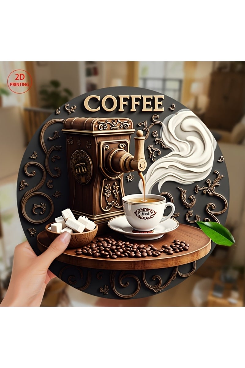 أقراص خشبية ثنائية الأبعاد، سلسلة ديكور منزلي بطابع قهوة عتيق، ديكور مقهى فني، ملصق بار، مادة Atmo.