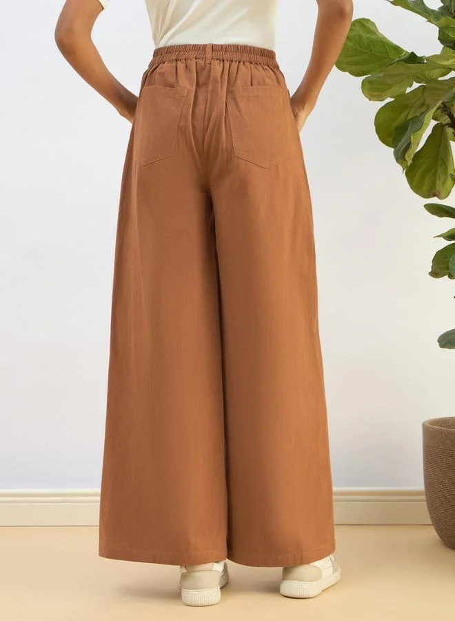 SASSAFRAS Sassafras Women Brown Twill Mid Rise Flared Pants