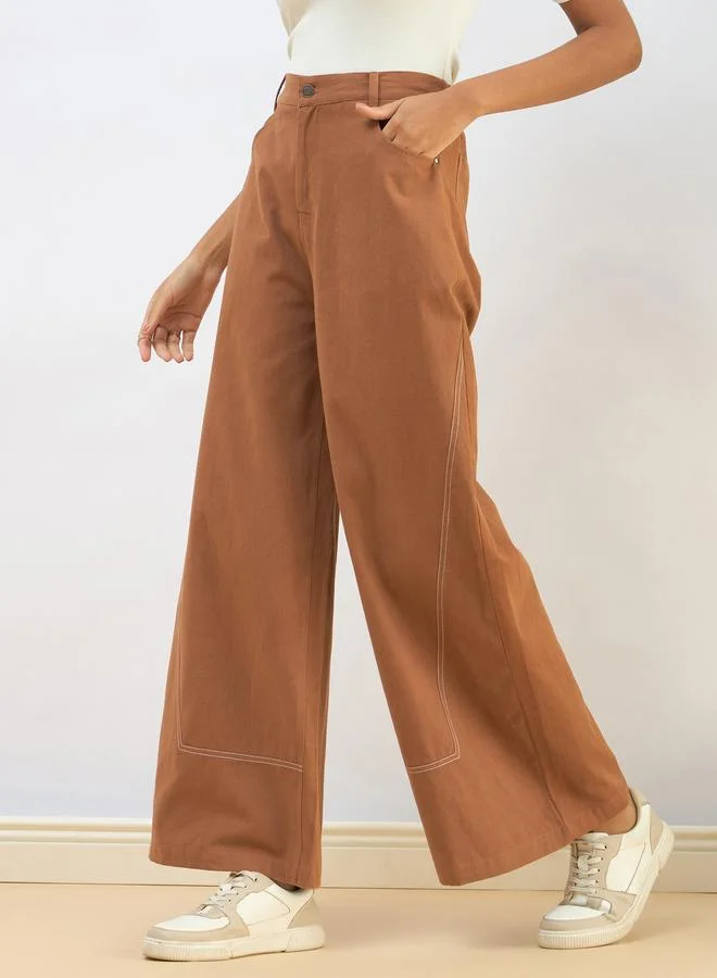 SASSAFRAS Sassafras Women Brown Twill Mid Rise Flared Pants