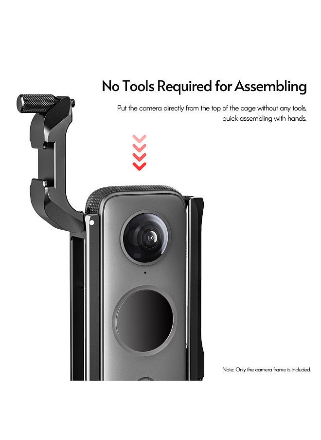 ANDOER - Andoer C-ONE X2 Aluminum Alloy Protective Cage Case Action Camera Rig with Cold Shoe Mount Universal 1/4-inch Thread Magnetic Action Camera Mount Replacement for Insta360 ONE X2 - Image 1