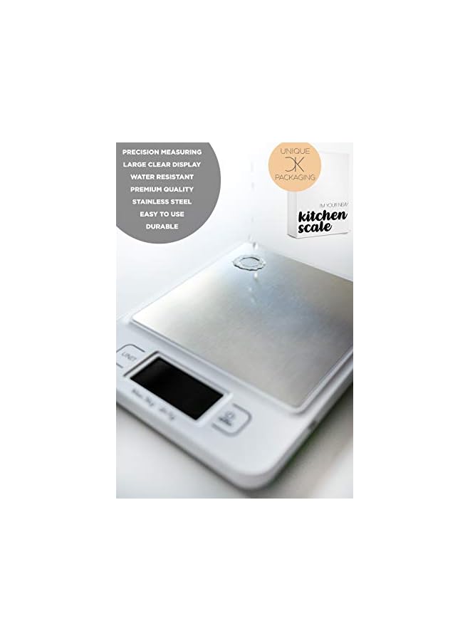 SKEIDO Kitchen Scale, Premium Stainless Steel 5kg Food Scale For Weighing, Measuring, Cooking, Baking, AAA Batteries Included Accurate Digital Display, Kitchen Gadget, Easy To Use, Water Resistant - Image 4