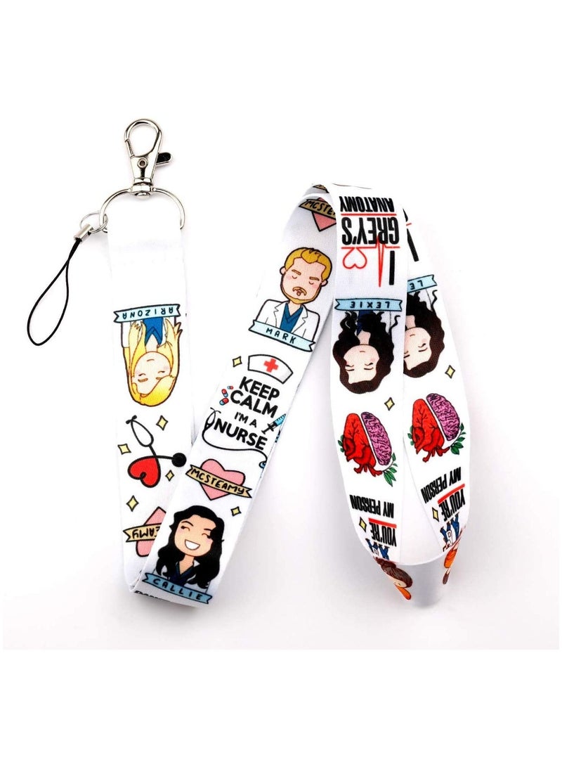 erorex Grey's Anatomy Lanyard Key chain Id Badge Holder ID Card Pass Gym Mobile Phone (WHITE) - Image 2