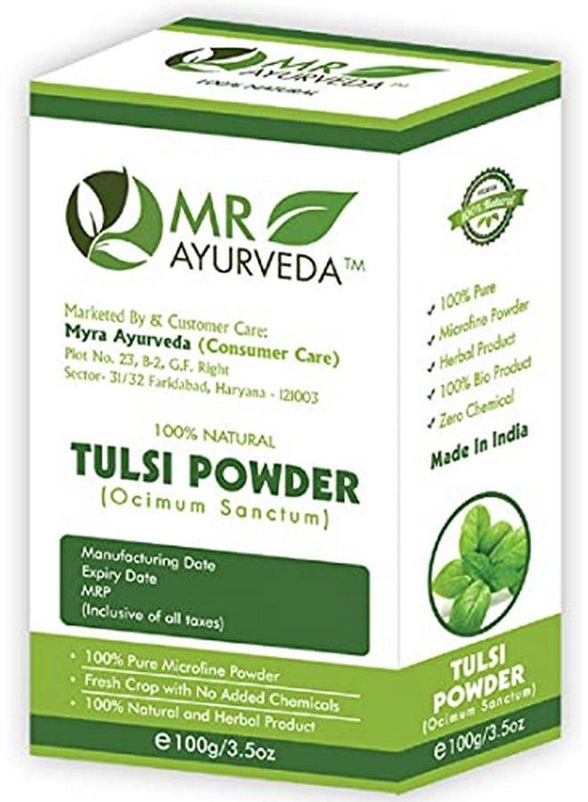 MR Ayurveda مسحوق تولسي | مسحوق تولسي عضوي | مسحوق تولسي للوجه | مسحوق تولسي للشعر | مسحوق تولسي للبشرة | بدون مواد كيميائية مضافة 100 جرام - Image 5