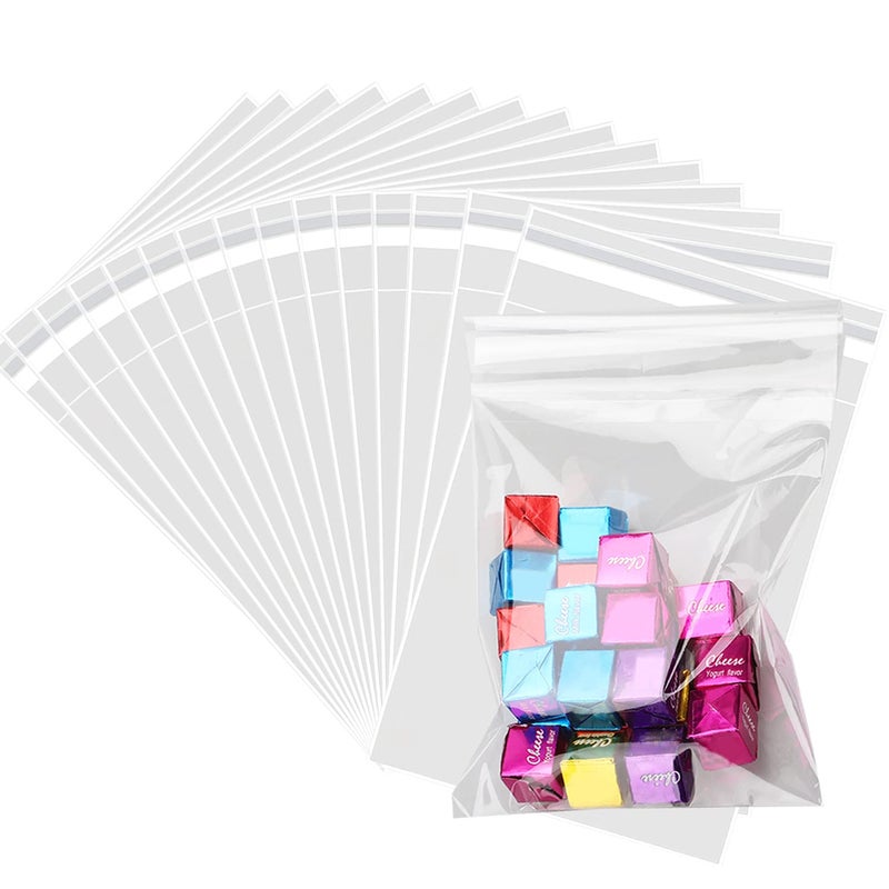 200 pcs Clear 4 x 9 W10xL23CM Self Seal Cello Cellophane Bags Resealable Poly Bags 28 mils for Cookie Candy Gift Bakery Prints Photos Cards Envelopes Party Decorative