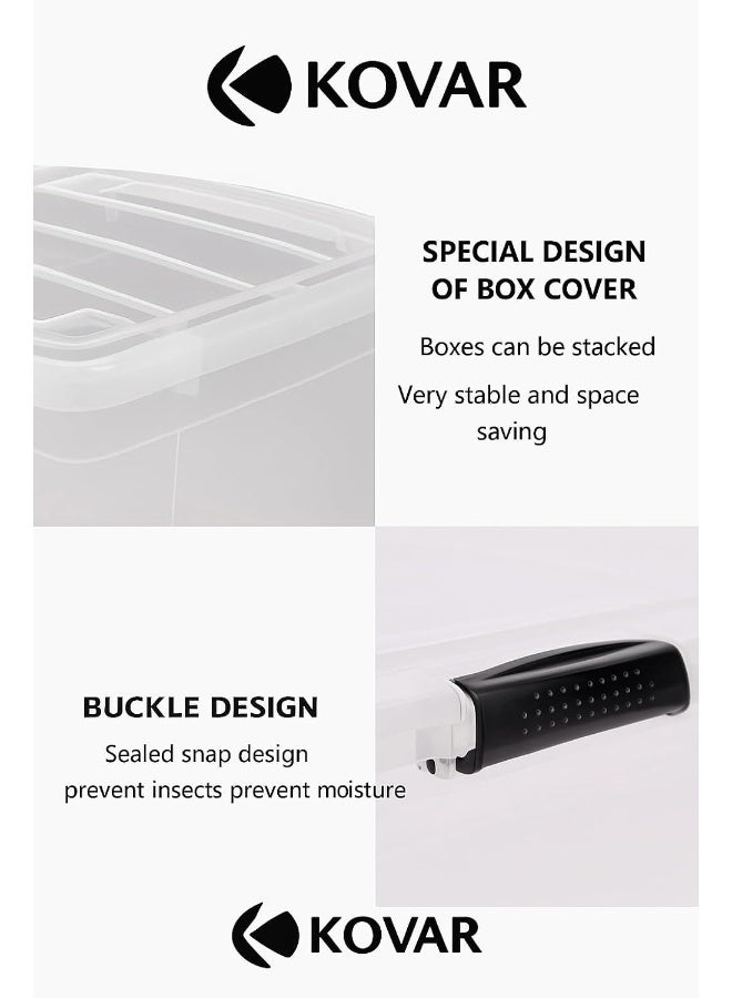 Kovar Storage Box with Wheels, Clear Plastic Container with Secure Lid (40L) - Image 3