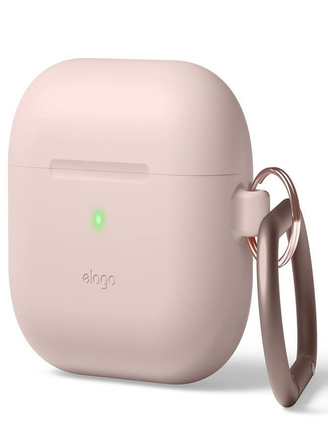 elago Silicone Case Compatible with AirPods 3rd Generation Case - Compatible with AirPods 3 Case Cover, Carabiner Included, Supports Wireless Charging, Shock Resistant, Full Protection (Sand Pink) - Image 1