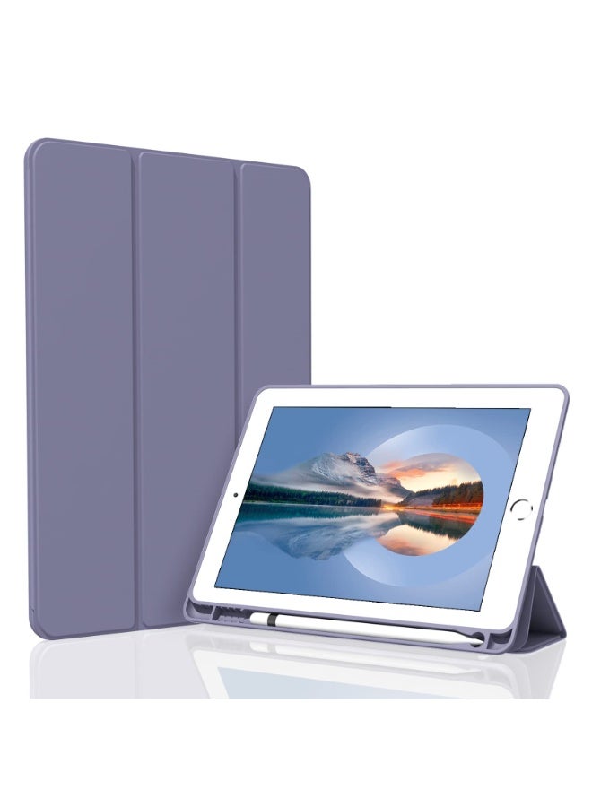 for Samsung Galaxy Tab A9 Plus Case Cover,Transparent Airbag With Pen Slot For Anti Drop, Tablet Protective Cover, Triple Fold Multi Angle Design, Automatic Wake-up/sleep, Soft Leather,Purple - Image 3
