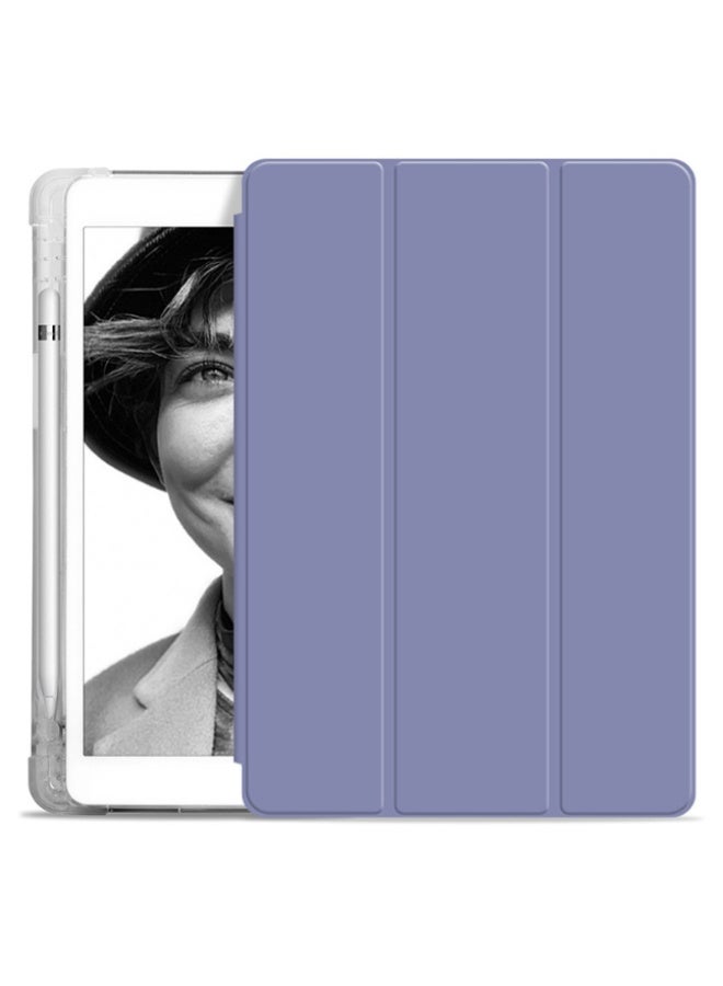 for Samsung Galaxy Tab A9 Plus Case Cover,Transparent Airbag With Pen Slot For Anti Drop, Tablet Protective Cover, Triple Fold Multi Angle Design, Automatic Wake-up/sleep, Soft Leather,Purple - Image 4