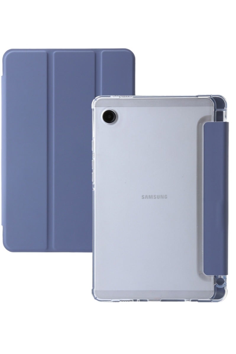 for Samsung Galaxy Tab A9 Plus Case Cover,Transparent Airbag With Pen Slot For Anti Drop, Tablet Protective Cover, Triple Fold Multi Angle Design, Automatic Wake-up/sleep, Soft Leather,Purple - Image 2