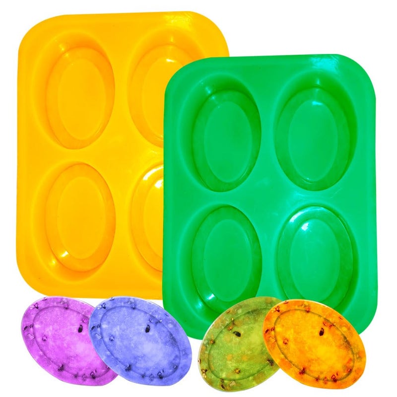 MoldBerry Silicone Soap Mold 4 Cavity Oval Pears Soap Mould Oval Shaped Soap Mould Soap Mold For Crafting Oval Pear Bars Geometric Shapes Soap Mould For Soap Making Bath Bombs Lotion Bar Cake Candle Pastry Multicolor PK1