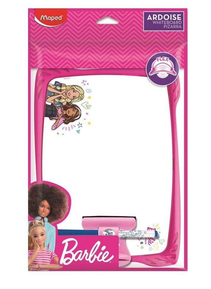 Maped سبورة بيضاء قابلة للمسح بحجم A4 مع قلم تحديد وممحاة بتصميم باربي - Image 1
