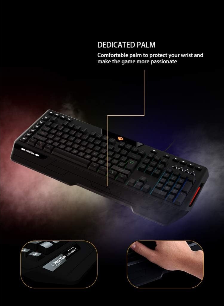 Meetion K9420 - RGB Custom Macro Pro Membrane Gaming Keyboard - Black - Image 4