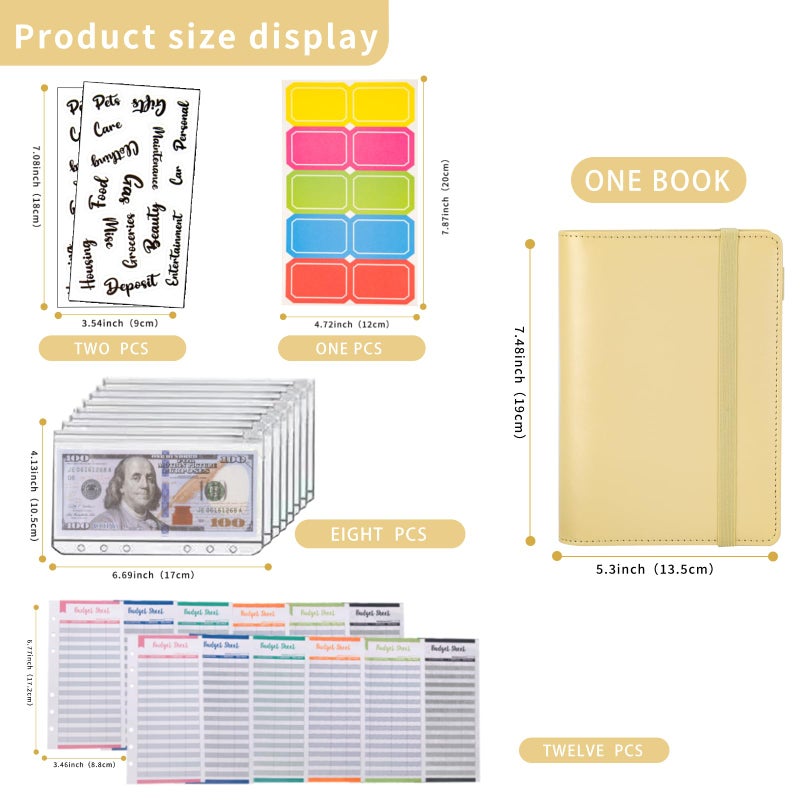NICOOTHBudget Binder Cash Envelopes A6 Money Saving Binder with Zipper envelopes (A6Yellow) - Image 2