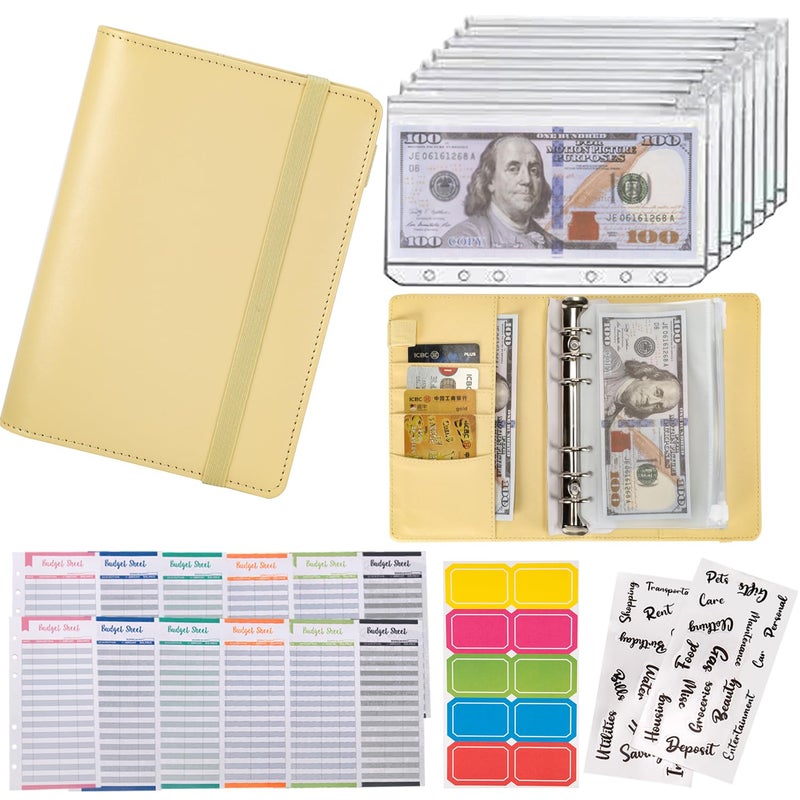 NICOOTHBudget Binder Cash Envelopes A6 Money Saving Binder with Zipper envelopes (A6Yellow) - Image 1