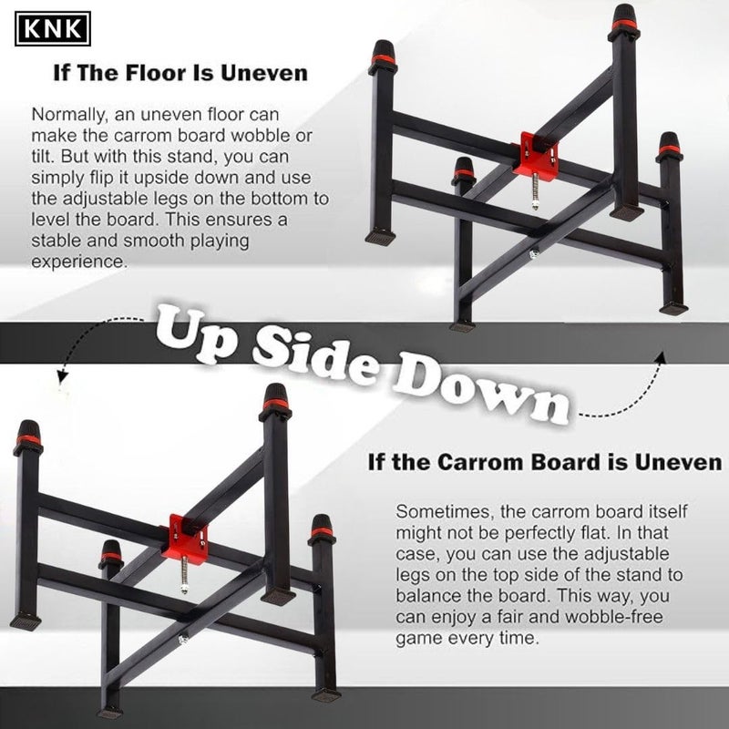 KNK Carrom Floor Stand - Easy Fold Stand for Board Games, 9-Inch Height with Adjustable Leveler and Soft Rubber Top - Image 4