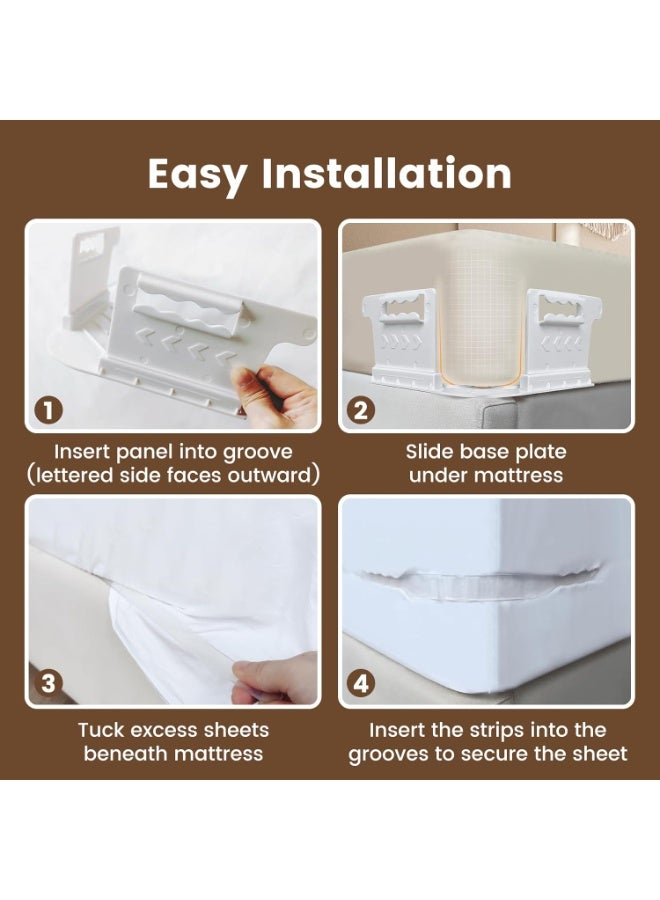 Bed Sheet Holders for Corners, Sheet Holders Keep Sheets Firm & Tight - Lock Fitted Bed Sheet Holder 4PCS, Sheet Straps for All Sheet Mattress Sizes Easy Installation - Image 3