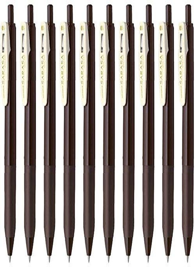 Zebra Sarasa Clip 0.5 Retractable Gel Ink Pen, Rubber Grip, 0.5mm, Brown Gray Ink, Value Set
