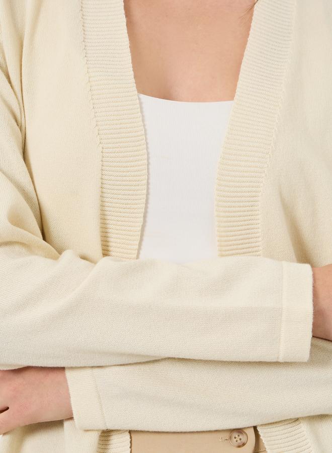 Take Two Beige Flat Knit Midi Cardigan - Image 3