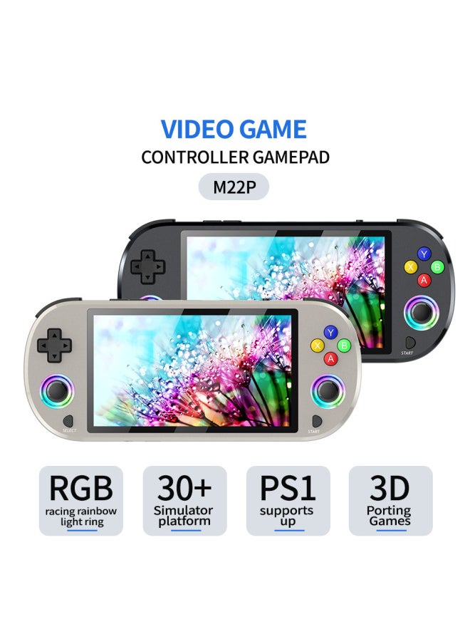 Generic - M22pro Handheld HD 5-inch Handheld Game Machine IPS Open Source Nostalgic Retro Portable-Model:M22 Pro Handheld Machine Gray + 1 Wireless Handle Without Card - Image 1