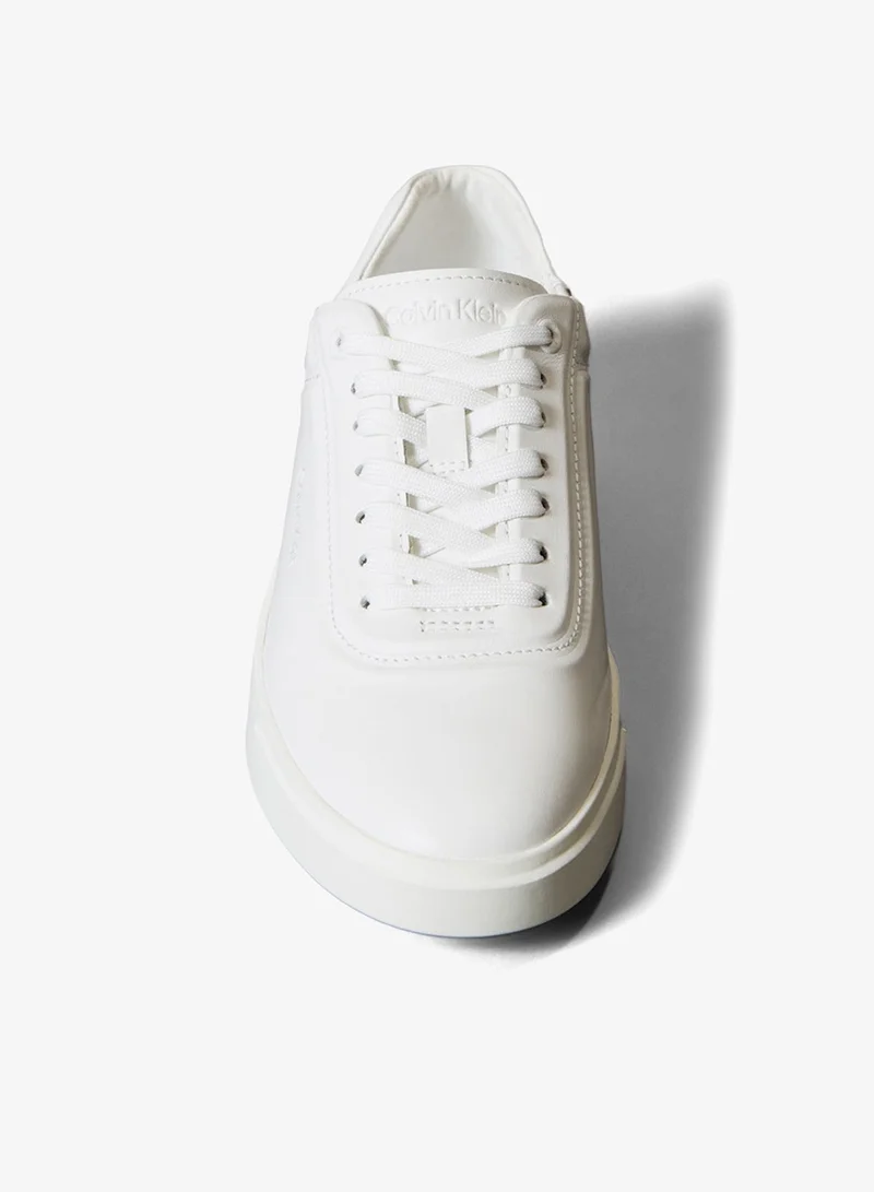 Calvin Klein Triple Bright White Brooke - Leather Tonal Logo Trainers for Women | Best Price UAE