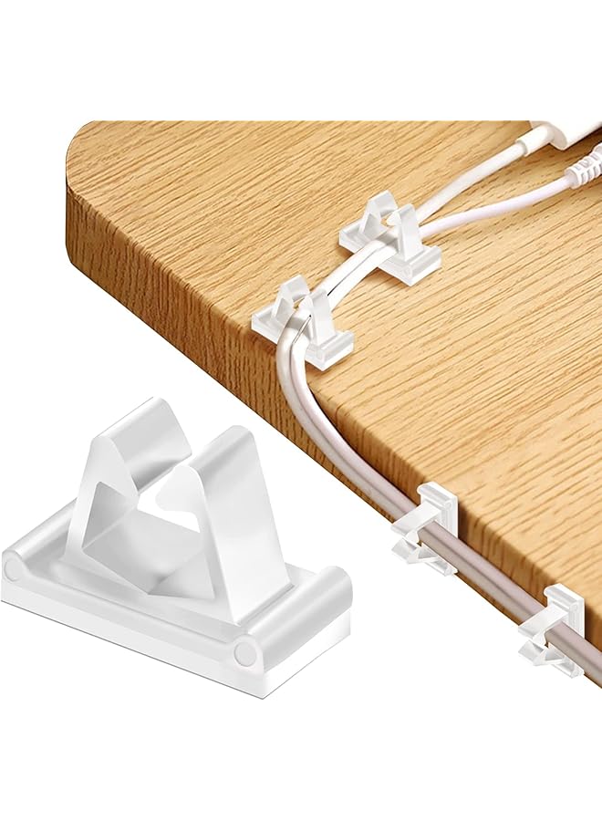 PROMASS promass Adhesive Cable Clips White, M Cable Clips Nylon White, Strong Adhesive Wire Rope Clamp, Vertical Cable Management, Phone Charging Cord Organizer for Desk, Car Dash Cam, Outdoor Light Clips Hook  - Image 1