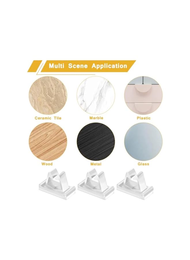 PROMASS promass Adhesive Cable Clips White, M Cable Clips Nylon White, Strong Adhesive Wire Rope Clamp, Vertical Cable Management, Phone Charging Cord Organizer for Desk, Car Dash Cam, Outdoor Light Clips Hook  - Image 4