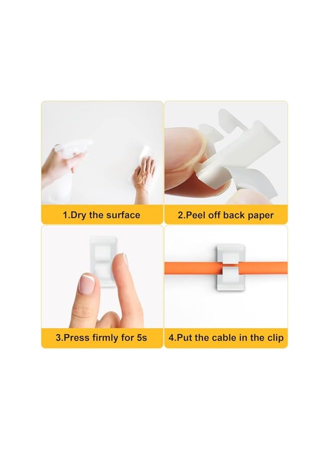 PROMASS promass Adhesive Cable Clips White, M Cable Clips Nylon White, Strong Adhesive Wire Rope Clamp, Vertical Cable Management, Phone Charging Cord Organizer for Desk, Car Dash Cam, Outdoor Light Clips Hook  - Image 3