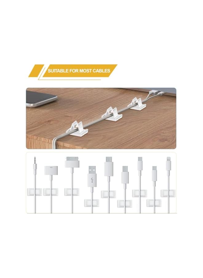 PROMASS promass Adhesive Cable Clips White, M Cable Clips Nylon White, Strong Adhesive Wire Rope Clamp, Vertical Cable Management, Phone Charging Cord Organizer for Desk, Car Dash Cam, Outdoor Light Clips Hook  - Image 2