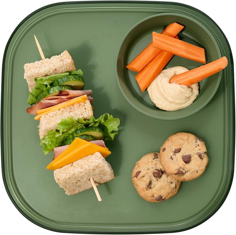 Madesmart Dipware Reusable Dining PlateServing Tray for Appetizers and Snacks FoodSafe Appetizer Serving Platter with Removable Dip Bowl Olive - Image 1