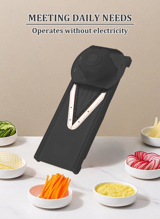 Stainless Steel Vegetable Slicer & Grater - Multi-Function Food Chopper with 2 Interchangeable Attachments (Shred/Slice/Dice) | Non-Slip Hand Guard & Compact Kitchen Tool  - Image 2