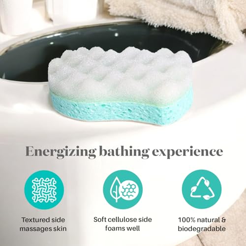 Calypso Aqua Massage-Dual Action Textured Cellulose Bathing Scrubbing Sponge for exfoliation For Men and women 1 PC assorted colour - Image 4