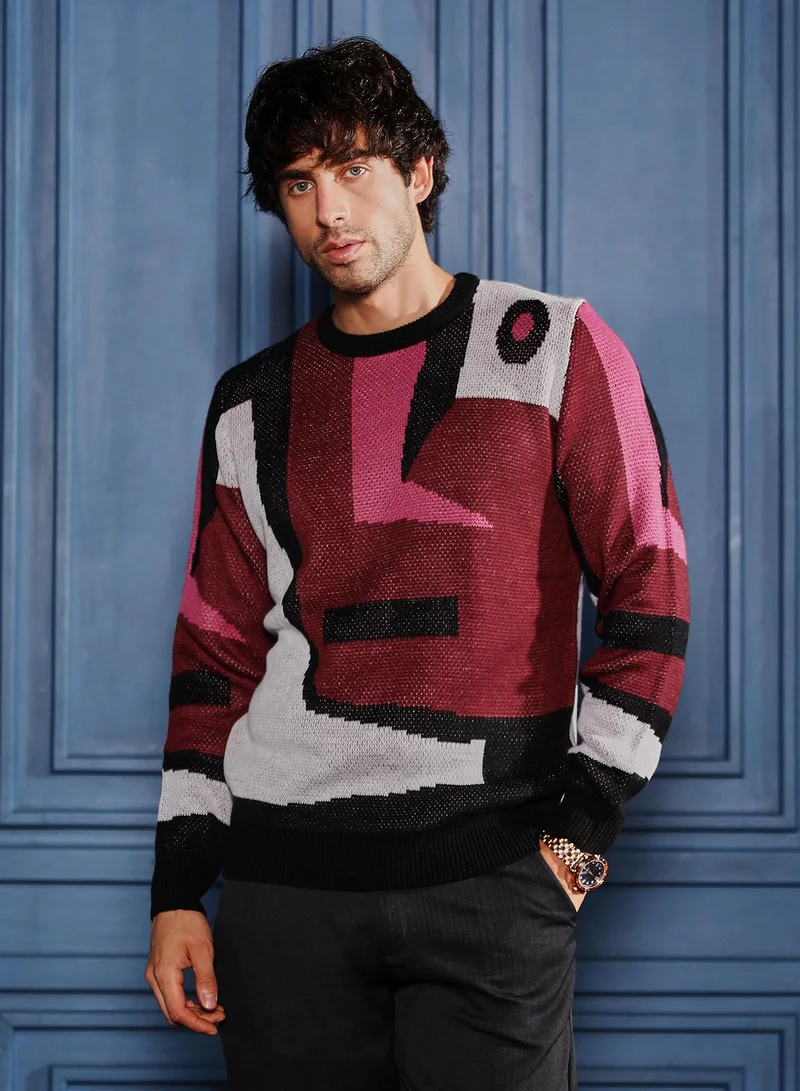 كامبوس سوترا كنزة رجالية بنقش تجريدي جاكاردي