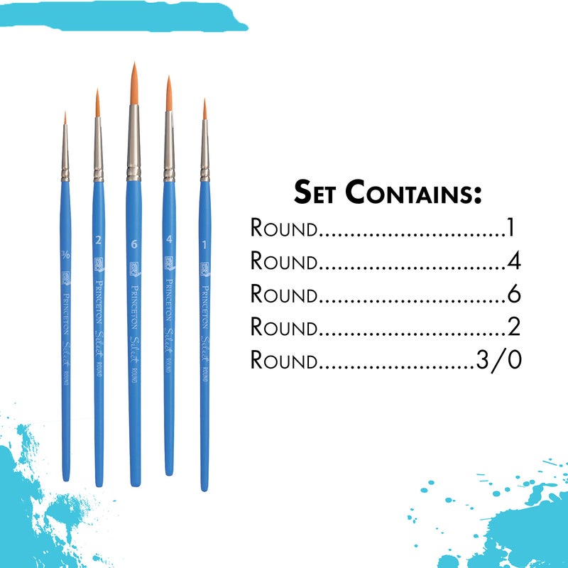 Princeton Select Artiste Brush Set No. 10, Synthetic, 5 Piece, 1 Count - Image 3