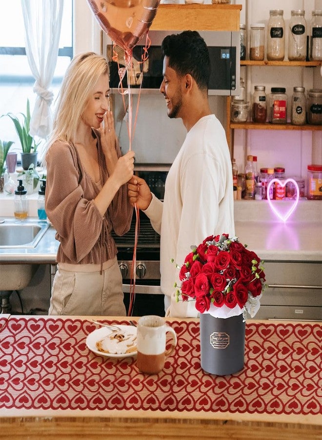 Libemskix Valentines Table Runner, 14 x 72 Inch Valentines Day Table Runner Red Heart Shaped Lace Valentine Table Runner for Candlelight Dinner Anniversary Engagement Wedding Party Valentines Table Decorations - Image 2